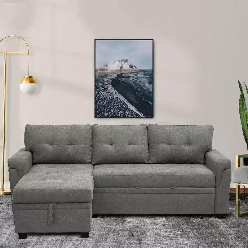 Canapé d'angle réversible Home Imports Emporium avec couchage, canapé convertible avec méridienne de rangement, design peu encombrant pour salons modernes