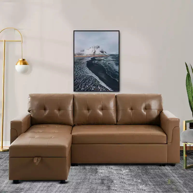 Canapé d'angle réversible Home Imports Emporium avec couchage, canapé convertible avec méridienne de rangement, design peu encombrant pour salons modernes