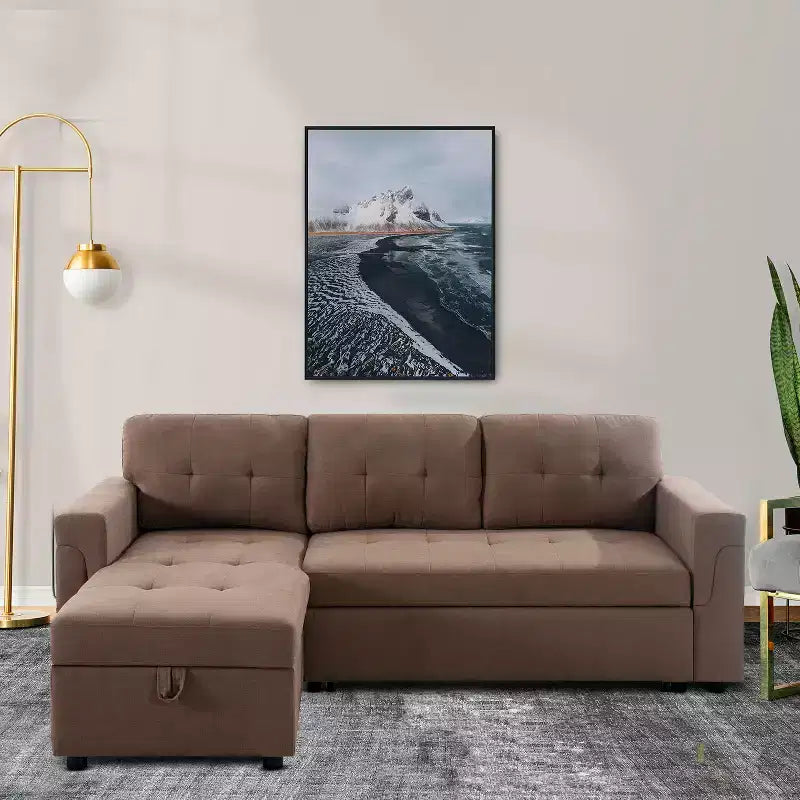 Canapé d'angle réversible Home Imports Emporium avec couchage, canapé convertible avec méridienne de rangement, design peu encombrant pour salons modernes