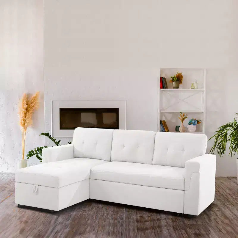 Canapé d'angle réversible Home Imports Emporium avec couchage, canapé convertible avec méridienne de rangement, design peu encombrant pour salons modernes