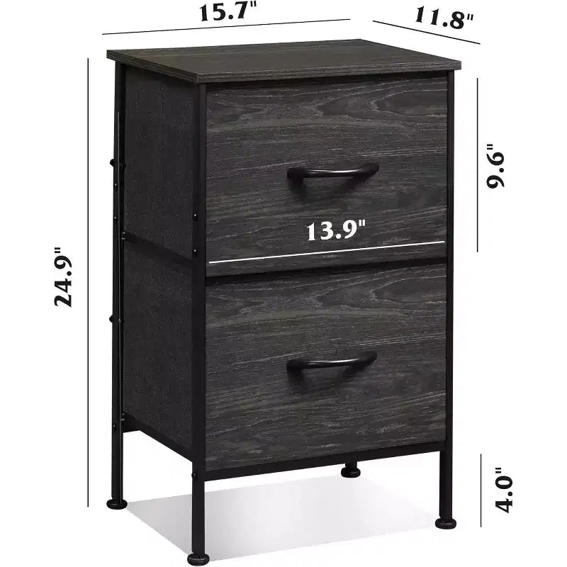 Tables de chevet lot de 2, commode 2 tiroirs pour chambre à coucher, table d'appoint pour chambre à coucher, dortoir universitaire