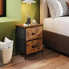 DEXYLLO Lot de 2 tables de chevet, commode à 2 tiroirs pour chambre à coucher, meubles de chevet, table de nuit, table d'appoint avec bacs en tissu pour chambre à coucher, dressing