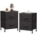 DEXYLLO Nightstand Set of 2, 2 Drawer Dresser for Bedroom, Bedside Furniture, Night Stand, End Table with Fabric Bins for Bedroom, Closet