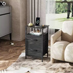 Table de chevet GALAXHERO avec station de charge, Table d'appoint avec 2 tiroirs en tissu, Table de bout pour salon, 2 ports USB et 2 prises