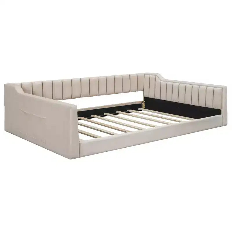 Lit de repos Whisen Upholstery avec pochette de rangement latérale, facile à assembler