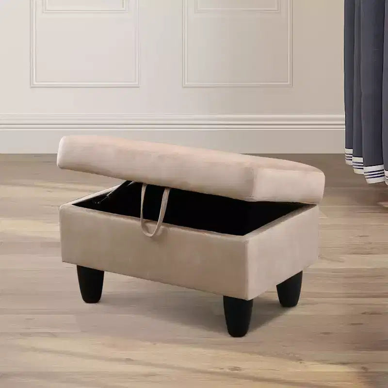 AndMakers 28.5 in. W Flannel Polyester Blend Rectangle Ottoman with Storage