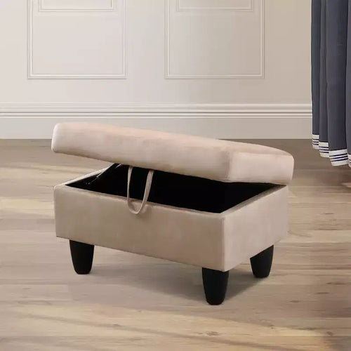 AndMakers 28.5 in. W Flannel Polyester Blend Rectangle Ottoman with Storage