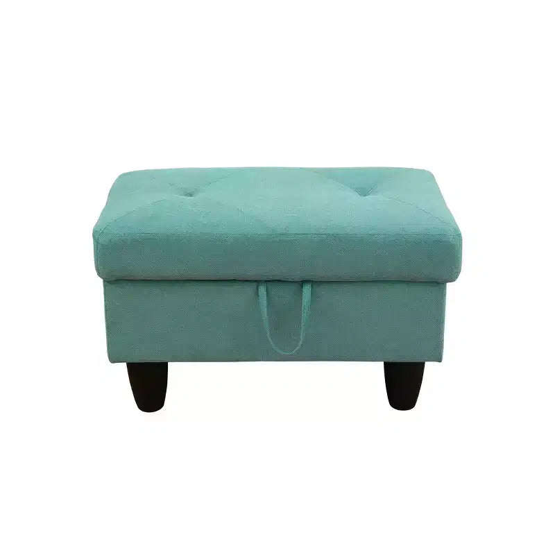 AndMakers Pouf de rangement rectangulaire en lin de 28,5 po l.