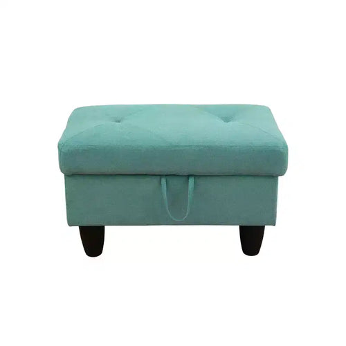 AndMakers Pouf de rangement rectangulaire en lin de 28,5 po l.