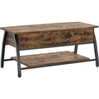 Table basse relevable Bestier 42, table de salon ovale en bois à plateau relevable