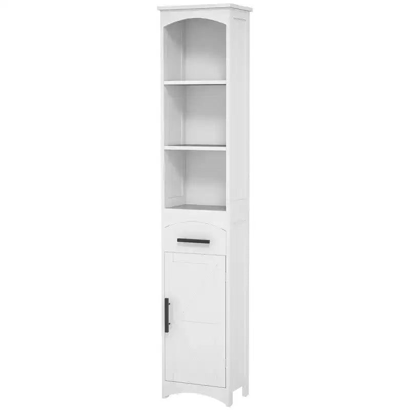 Meuble de rangement étroit HOMCOM pour salle de bain style ferme avec tiroir encastré, armoire de rangement haute et mince avec porte coulissante