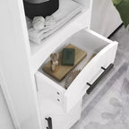 Meuble de rangement étroit HOMCOM pour salle de bain style ferme avec tiroir encastré, armoire de rangement haute et mince avec porte coulissante
