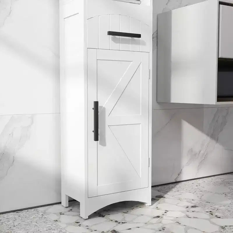 Meuble de rangement étroit HOMCOM pour salle de bain style ferme avec tiroir encastré, armoire de rangement haute et mince avec porte coulissante