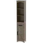 Meuble de rangement étroit HOMCOM pour salle de bain style ferme avec tiroir encastré, armoire de rangement haute et mince avec porte coulissante