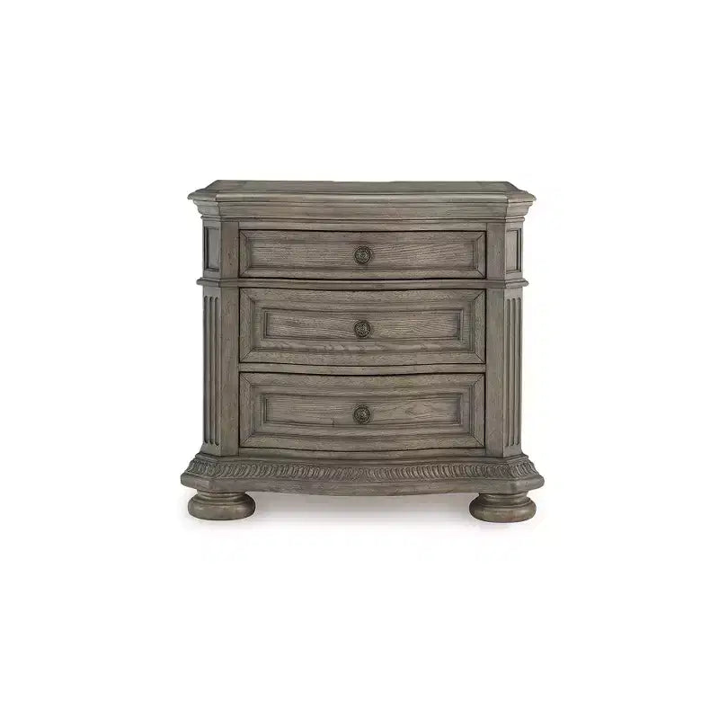 Signature Design by Ashley Ardenfield Table de chevet à trois tiroirs avec ports USB, marron clair