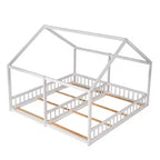 Lits plateformes de maison en bois Whisen Morden Design de taille double avec 2 lits partagés
