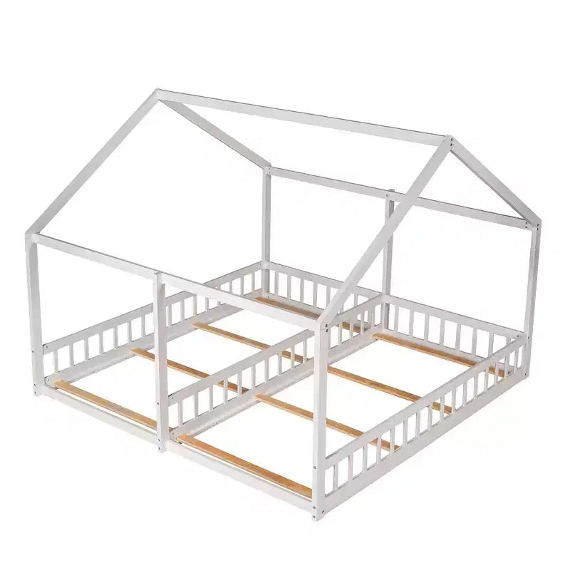 Lits plateformes de maison en bois Whisen Morden Design de taille double avec 2 lits partagés