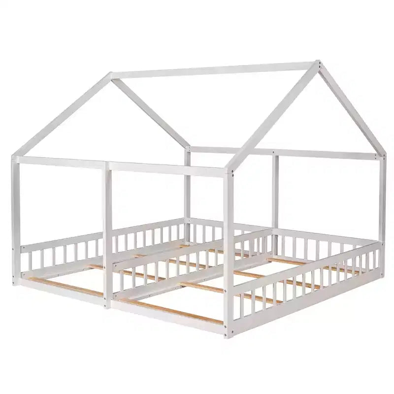 Lits plateformes de maison en bois Whisen Morden Design de taille double avec 2 lits partagés