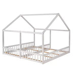 Lits plateformes de maison en bois Whisen Morden Design de taille double avec 2 lits partagés