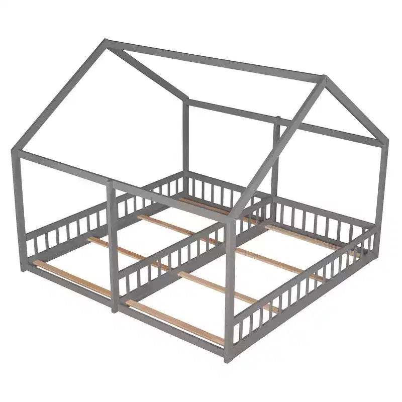 Lits plateformes de maison en bois Whisen Morden Design de taille double avec 2 lits partagés