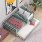 Lit de repos double en bois Whisen Modern Design avec lit gigogne, construction robuste