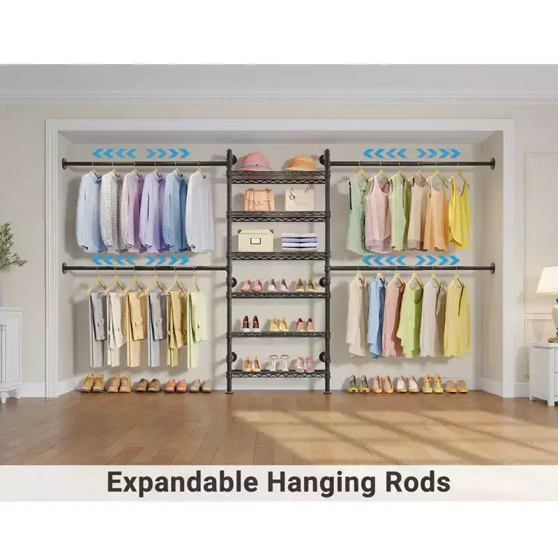 Timate S3X Système d'Organisation de Placard, Porte-Vêtements Extensible Mural, Portant à Vêtements Industriel, S'Adapte aux Espaces de 1,93 m à 2,82 m