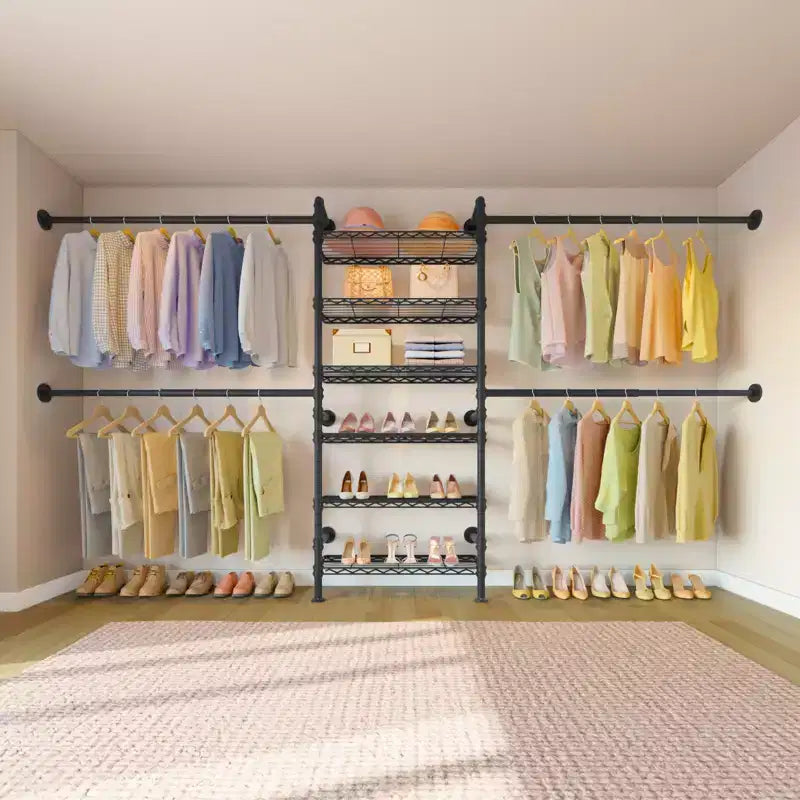 Timate S3X Système d'Organisation de Placard, Porte-Vêtements Extensible Mural, Portant à Vêtements Industriel, S'Adapte aux Espaces de 1,93 m à 2,82 m