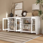 Famapy Meuble d'appoint blanc sophistiqué Meuble de rangement : Rangement élégant avec finition grain de bois riche