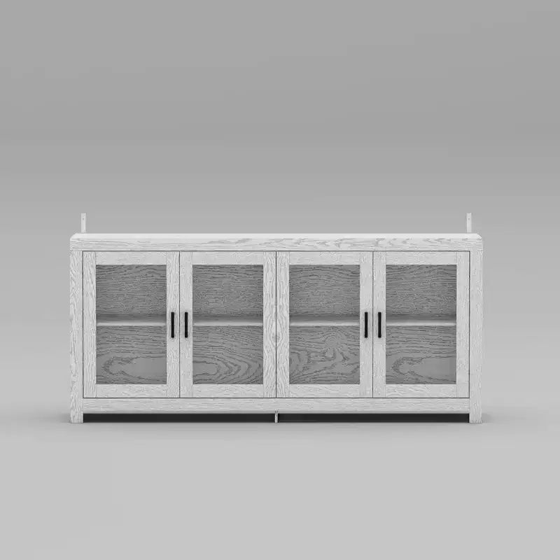 Famapy Meuble d'appoint blanc sophistiqué Meuble de rangement : Rangement élégant avec finition grain de bois riche