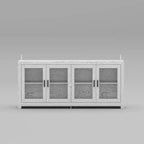 Famapy Meuble d'appoint blanc sophistiqué Meuble de rangement : Rangement élégant avec finition grain de bois riche
