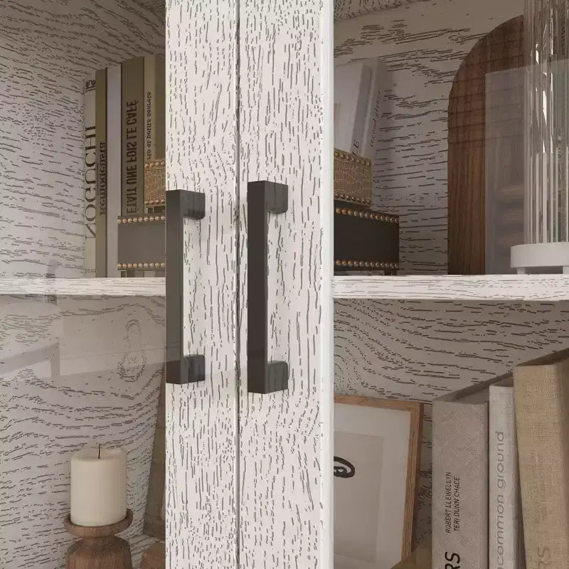 Famapy Meuble d'appoint blanc sophistiqué Meuble de rangement : Rangement élégant avec finition grain de bois riche