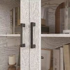 Famapy Meuble d'appoint blanc sophistiqué Meuble de rangement : Rangement élégant avec finition grain de bois riche