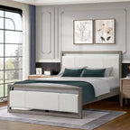 Queen/King Size Platform Bed Frame with Ivory Boucle Fabric Headboard, Gray-Christopher Knight Home