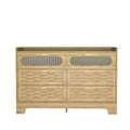 GDFStudio Rosalind Farmhouse 47.24 W Gold Handles Wood Horizontal/Double Dresser with Six Drawers