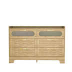 GDFStudio Rosalind Farmhouse 47.24 W Gold Handles Wood Horizontal/Double Dresser with Six Drawers