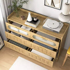 Commode horizontale/double GDFStudio Rosalind Farmhouse en bois de 47,24 po de large avec six tiroirs et poignées dorées