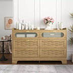 Commode horizontale/double GDFStudio Rosalind Farmhouse en bois de 47,24 po de large avec six tiroirs et poignées dorées