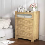 Commode verticale GDFStudio Katherine Farmhouse 41.34 H en bois avec quatre tiroirs et poignées dorées
