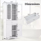 Meuble de salle de bain Costway de 160 cm de haut avec portes en verre trempé, étagères réglables, grand tiroir blanc/noir