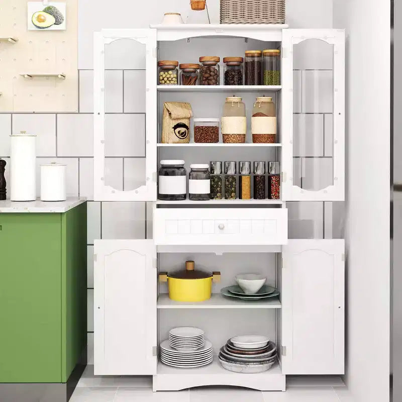 Meuble de salle de bain Costway de 160 cm de haut avec portes en verre trempé, étagères réglables, grand tiroir blanc/noir