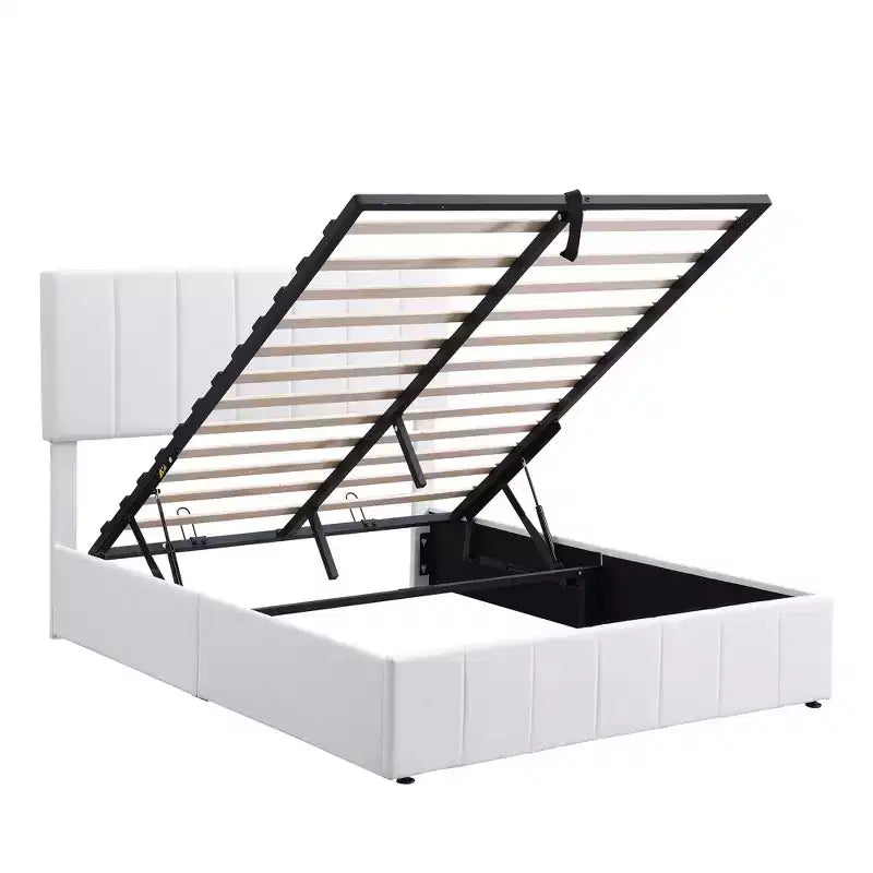 Lit plateforme capitonné Whisen de style moderne avec système de rangement hydraulique