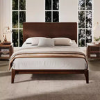 Cadre de lit plateforme en bambou pour lit double/grand lit/très grand lit avec lattes de support en bois, style moderne du milieu du siècle - ModernLuxe