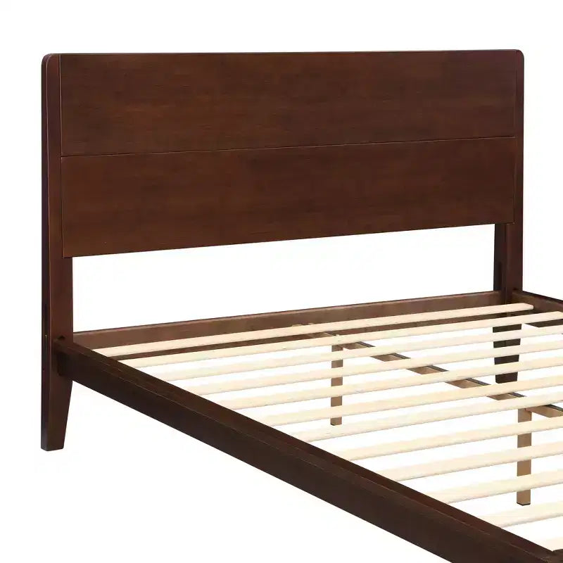 Cadre de lit plateforme en bambou pour lit double/grand lit/très grand lit avec lattes de support en bois, style moderne du milieu du siècle - ModernLuxe