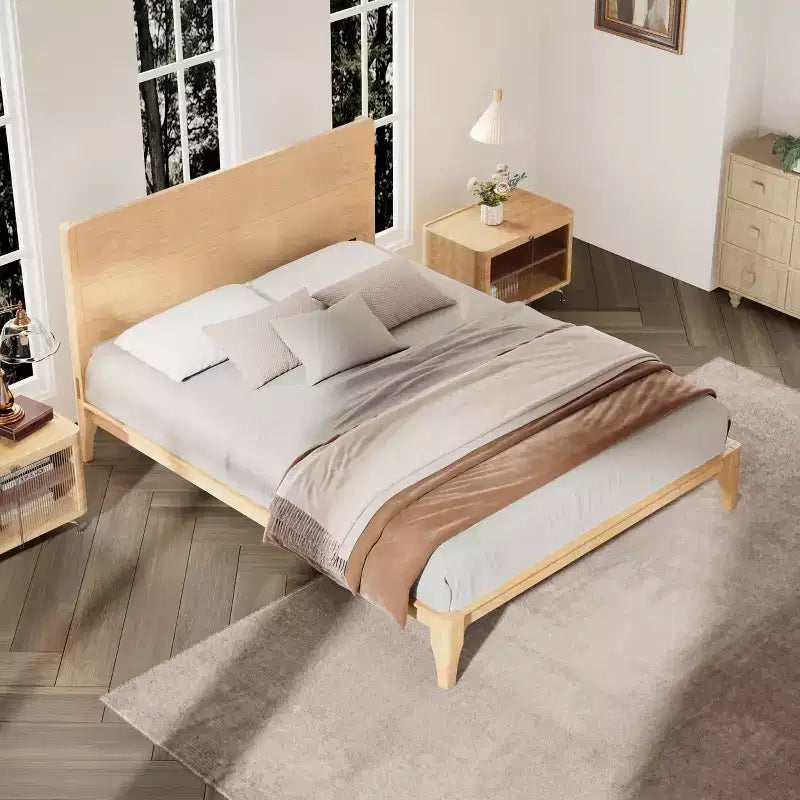 Cadre de lit plateforme en bambou pour lit double/grand lit/très grand lit avec lattes de support en bois, style moderne du milieu du siècle - ModernLuxe