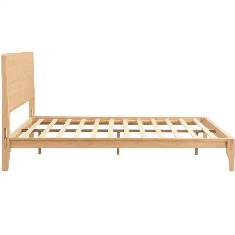Cadre de lit plateforme en bambou pour lit double/grand lit/très grand lit avec lattes de support en bois, style moderne du milieu du siècle - ModernLuxe