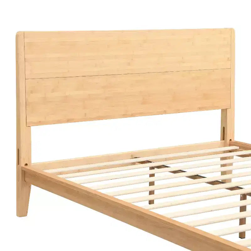 Cadre de lit plateforme en bambou pour lit double/grand lit/très grand lit avec lattes de support en bois, style moderne du milieu du siècle - ModernLuxe