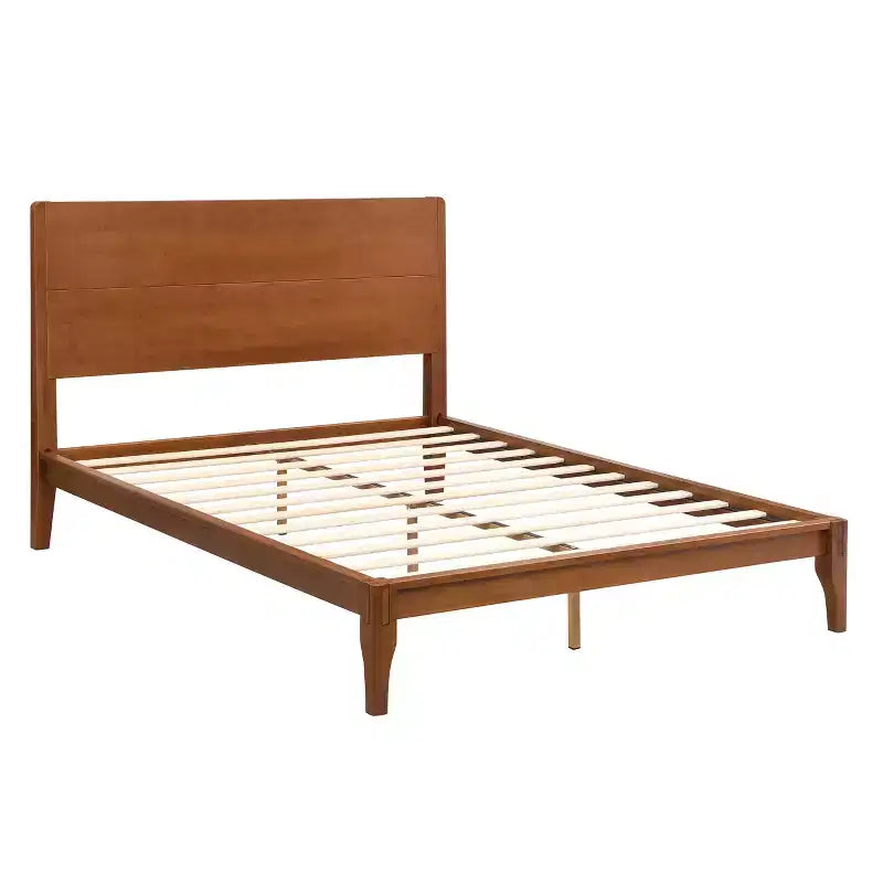 Cadre de lit plateforme en bambou pour lit double/grand lit/très grand lit avec lattes de support en bois, style moderne du milieu du siècle - ModernLuxe