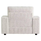Chauffeuse surdimensionnée en fausse fourrure de lapin Whisen avec pouf de rangement et accoudoirs, canapé-lit rembourré avec porte-gobelets