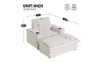 Chauffeuse surdimensionnée en fausse fourrure de lapin Whisen avec pouf de rangement et accoudoirs, canapé-lit rembourré avec porte-gobelets