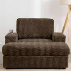 Chauffeuse surdimensionnée en fausse fourrure de lapin Whisen avec pouf de rangement et accoudoirs, canapé-lit rembourré avec porte-gobelets